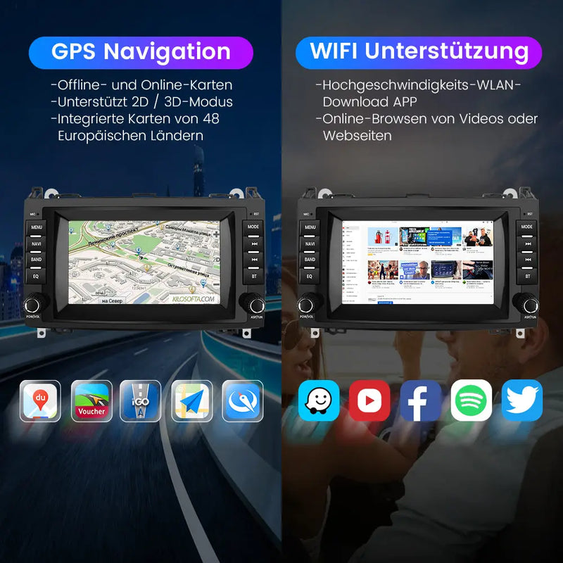 AWESAFE Autoradio für Mercedes Benz A Klasse W169 B Klasse W245 Viano Vito W639 Sprinter, Android 12 System, 8 Zoll Touchscreen, 2G+32G, mit Navigation Carplay Android Auto Bluetooth WiFi AWESAFE