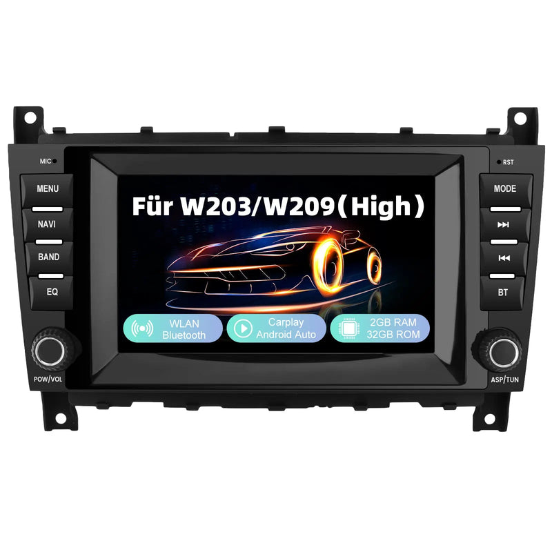 AWESAFE Autoradio für Mercedes Benz C-Klasse W203 W209 CLK, Android 12 System, 8 Zoll Touchscreen, 2G+32G, Unterstützt Navigation Carplay Android Auto Bluetooth WiFi AWESAFE
