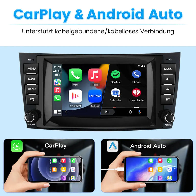 AWESAFE Autoradio für Mercedes Benz E Klasse W211 CLS W219, 2G+32G, Android 12 System, 8 Zoll Touchscreen, mit Navigation Carplay Android Auto Bluetooth MirrorLink WiFi AWESAFE