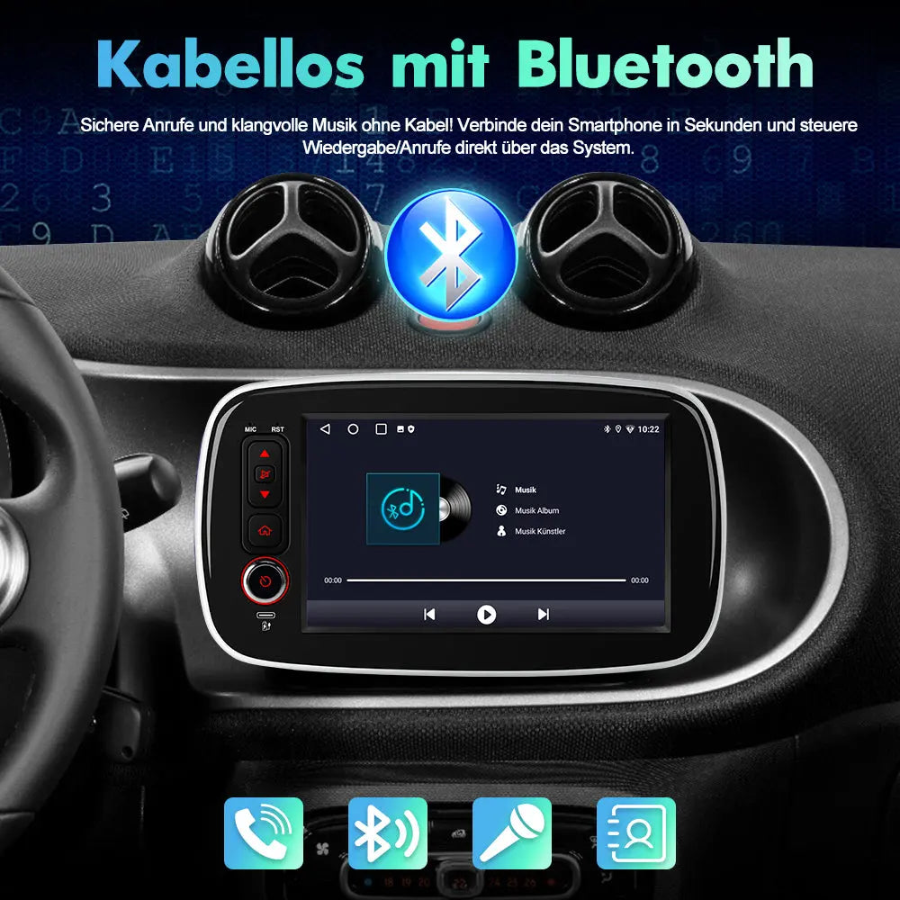 AWESAFE Autoradio für Mercedes Smart Fortwo 453 2014-2020, 2GB+64GB, Android 15 mit CarPlay und Android Auto, 8 Zoll Touchscreen AWESAFE