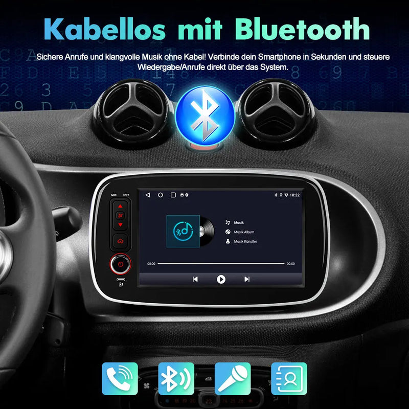 AWESAFE Autoradio für Mercedes Smart Fortwo 453 2014-2020, 2GB+64GB, Android 15 mit CarPlay und Android Auto, 8 Zoll Touchscreen AWESAFE