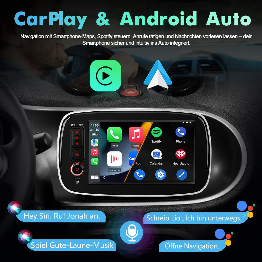 AWESAFE Autoradio für Mercedes Smart Fortwo 453 2014-2020, 2GB+64GB, Android 15 mit CarPlay und Android Auto, 8 Zoll Touchscreen AWESAFE