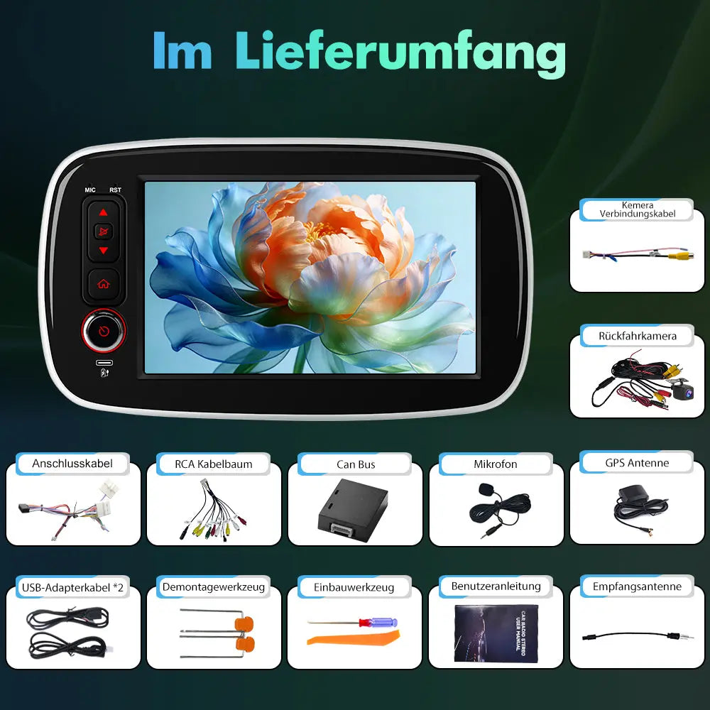AWESAFE Autoradio für Mercedes Smart Fortwo 453 2014-2020, 2GB+64GB, Android 15 mit CarPlay und Android Auto, 8 Zoll Touchscreen AWESAFE