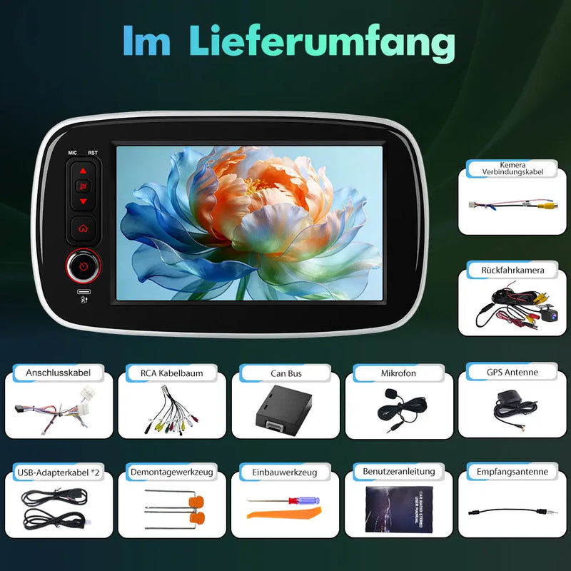 AWESAFE Autoradio für Mercedes Smart Fortwo 453 2014-2020, 2GB+64GB, Android 15 mit CarPlay und Android Auto, 8 Zoll Touchscreen AWESAFE