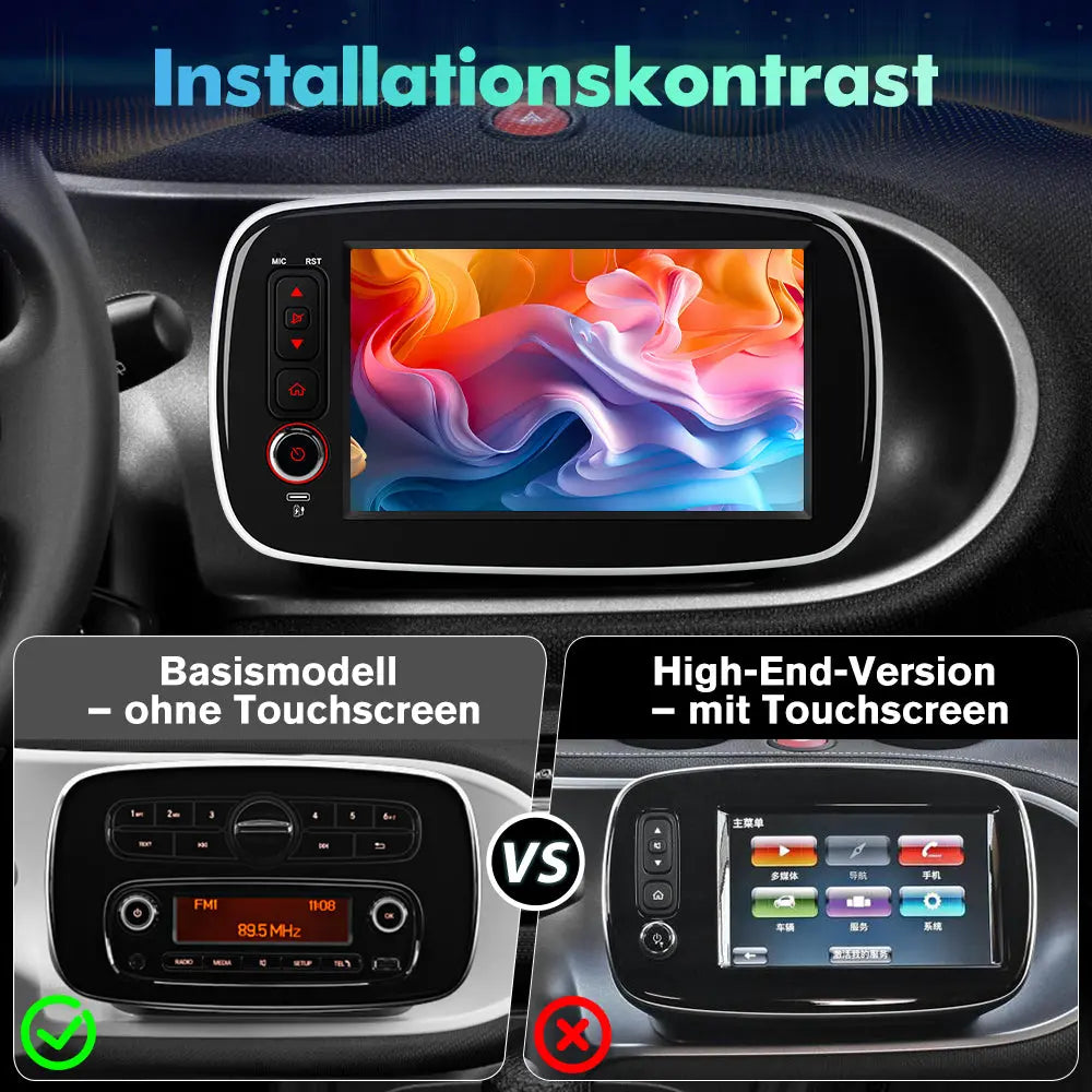AWESAFE Autoradio für Mercedes Smart Fortwo 453 2014-2020, 2GB+64GB, Android 15 mit CarPlay und Android Auto, 8 Zoll Touchscreen AWESAFE