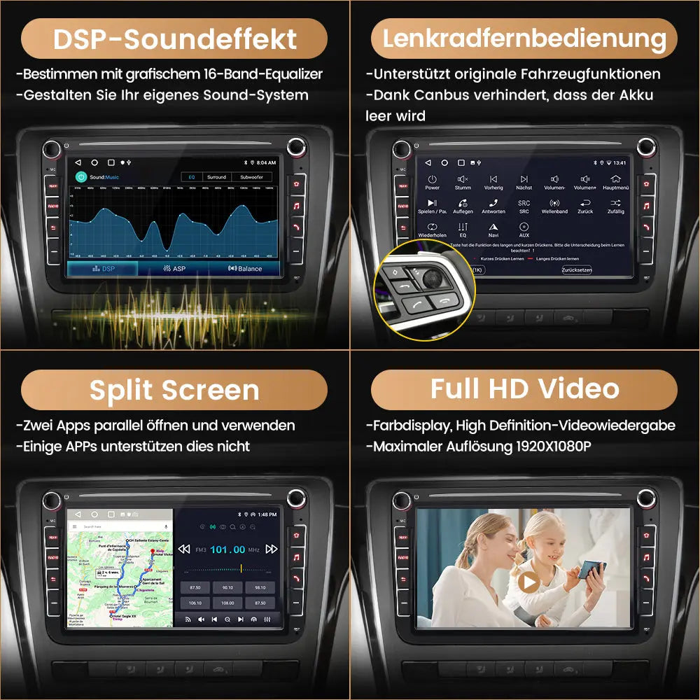 AWESAFE Autoradio für VW Golf 5 Golf 6 Skoda Seat, Android 12 Radio mit 8 Zoll Touchscreen, unterstützt Carplay Navigation Bluetooth MirrorLink AWESAFE