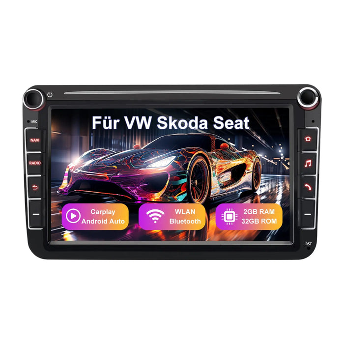AWESAFE Autoradio für VW Golf 5 Golf 6 Skoda Seat, Android 12 Radio mit 8 Zoll Touchscreen, unterstützt Carplay Navigation Bluetooth MirrorLink AWESAFE