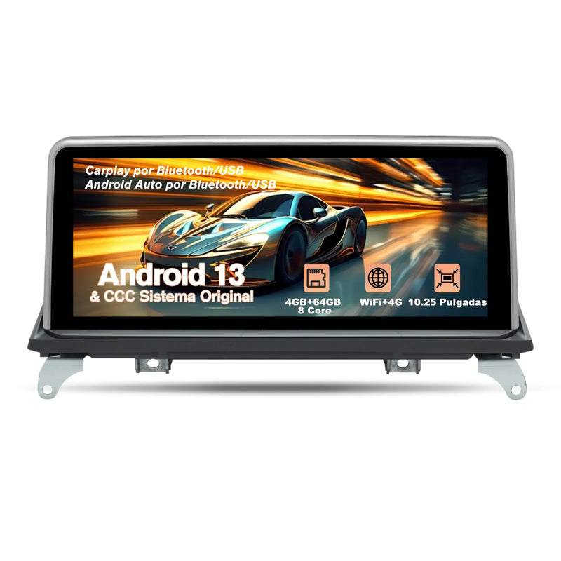 AWESAFE Autoradio para BMW X5 E70/X6 E71  2007-2009 con Sistema CCC,Radio de Coche Android 13 8 Core 4+64 GB con GPS Carplay Sistema Android Auto iDrive, Pantalla Táctil de 10.25 Pulgadas Soporta Tarjeta AWESAFE