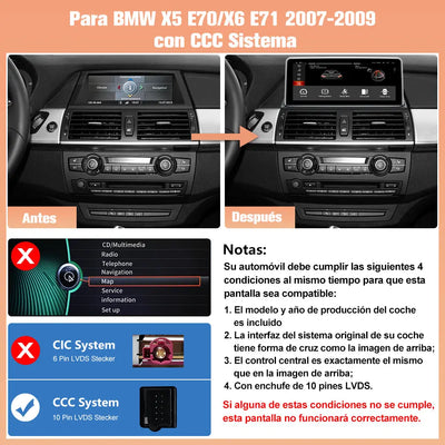 AWESAFE Autoradio para BMW X5 E70/X6 E71  2007-2009 con Sistema CCC,Radio de Coche Android 13 8 Core 4+64 GB con GPS Carplay Sistema Android Auto iDrive, Pantalla Táctil de 10.25 Pulgadas Soporta Tarjeta AWESAFE