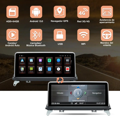 AWESAFE Autoradio para BMW X5 E70/X6 E71  2007-2009 con Sistema CCC,Radio de Coche Android 13 8 Core 4+64 GB con GPS Carplay Sistema Android Auto iDrive, Pantalla Táctil de 10.25 Pulgadas Soporta Tarjeta AWESAFE