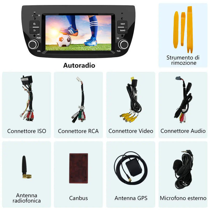 AWESAFE Autoradio per Fiat Doblo 2010-2014 Car Radio con Android 11 (2G+32GB) GPS Navigatore Comandi al volante Android Auto BT Mirror Link WIFI AWESAFE