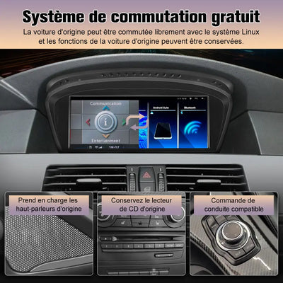 AWESAFE Autoradio pour BMW Série 5 et 3 - 8,9" 2+64GB Android 13 avec Bluetooth, DSP, sans fil Android Auto & CarPlay AWESAFE