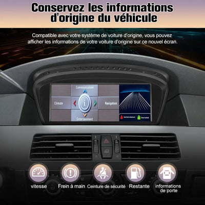 AWESAFE Autoradio pour BMW Série 5 et 3 - 8,9" 2+64GB Android 13 avec Bluetooth, DSP, sans fil Android Auto & CarPlay AWESAFE