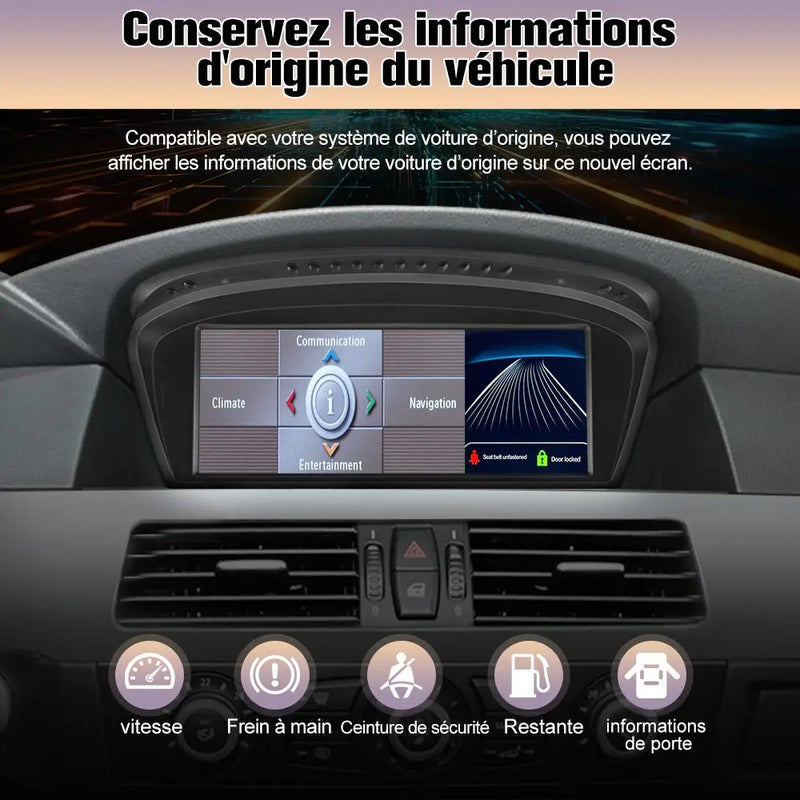 AWESAFE Autoradio pour BMW Série 5 et 3 - 8,9" 2+64GB Android 13 avec Bluetooth, DSP, sans fil Android Auto & CarPlay AWESAFE