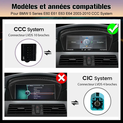 AWESAFE Autoradio pour BMW Série 5 et 3 - 8,9" 2+64GB Android 13 avec Bluetooth, DSP, sans fil Android Auto & CarPlay AWESAFE