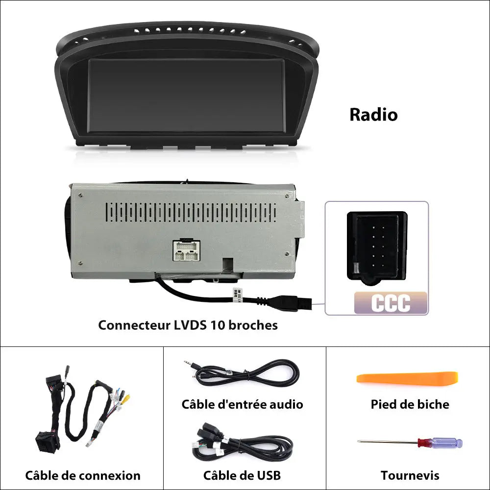 AWESAFE Autoradio pour BMW Série 5 et 3 - 8,9" 2+64GB Android 13 avec Bluetooth, DSP, sans fil Android Auto & CarPlay AWESAFE