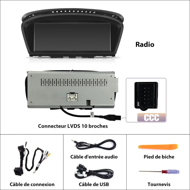 AWESAFE Autoradio pour BMW Série 5 et 3 - 8,9" 2+64GB Android 13 avec Bluetooth, DSP, sans fil Android Auto & CarPlay AWESAFE