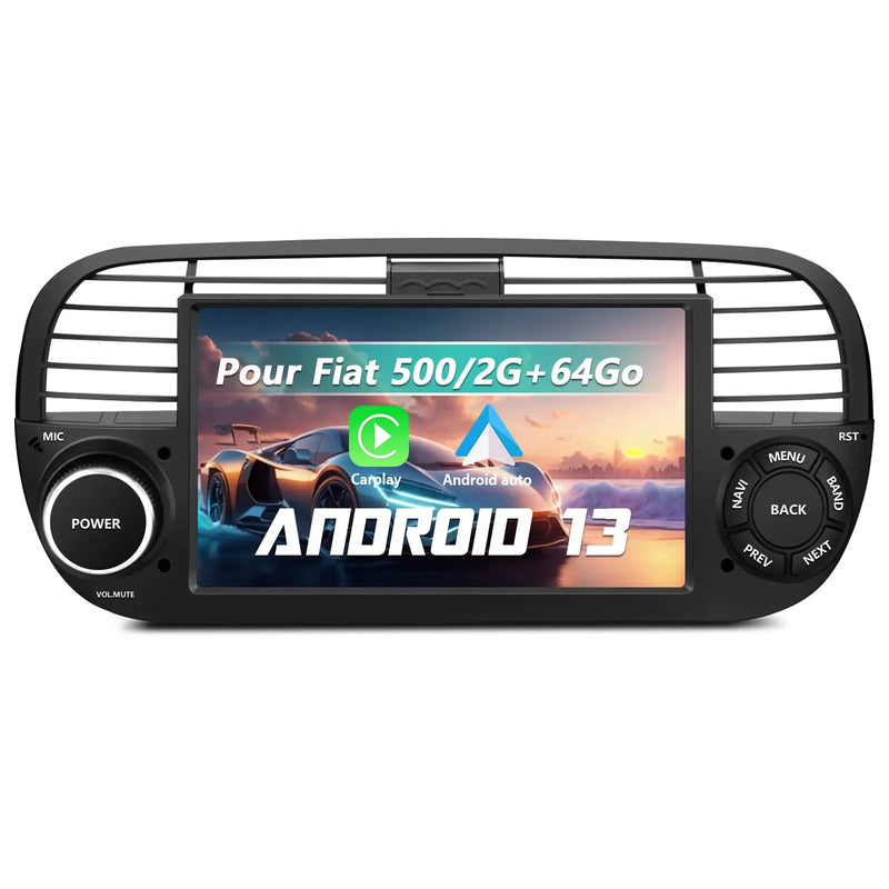 AWESAFE Autoradio pour Fiat 500 2007-2015 - 7" 2+64GB Android 13 avec Bluetooth, DSP, sans fil Android Auto & CarPlay AWESAFE