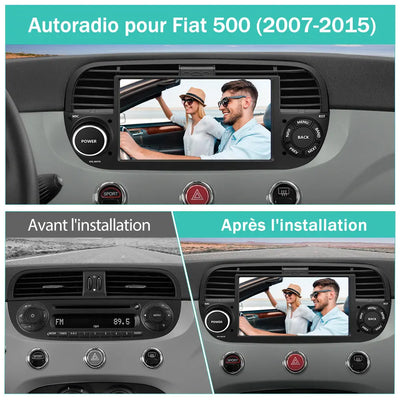AWESAFE Autoradio pour Fiat 500 2007-2015 - 7" 2+64GB Android 13 avec Bluetooth, DSP, sans fil Android Auto & CarPlay AWESAFE