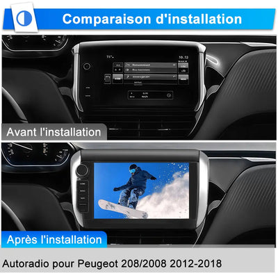 AWESAFE Autoradio pour Peugeot 208/2008 2012-2018 8 Pouces Écran Tactile Construit en Carplay intégré/Android Auto SWC GPS Bluetooth WiFi RDS FM Radio AWESAFE