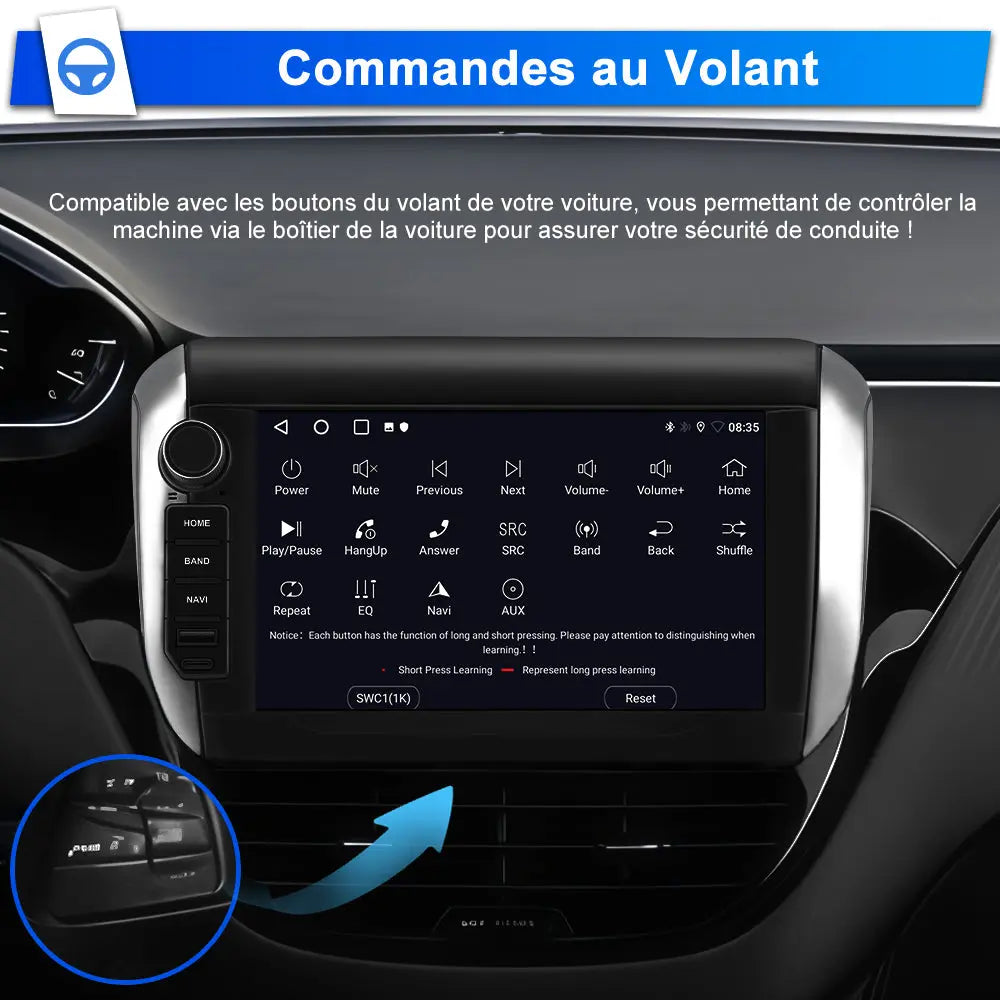 AWESAFE Autoradio pour Peugeot 208/2008 2012-2018 8 Pouces Écran Tactile Construit en Carplay intégré/Android Auto SWC GPS Bluetooth WiFi RDS FM Radio AWESAFE