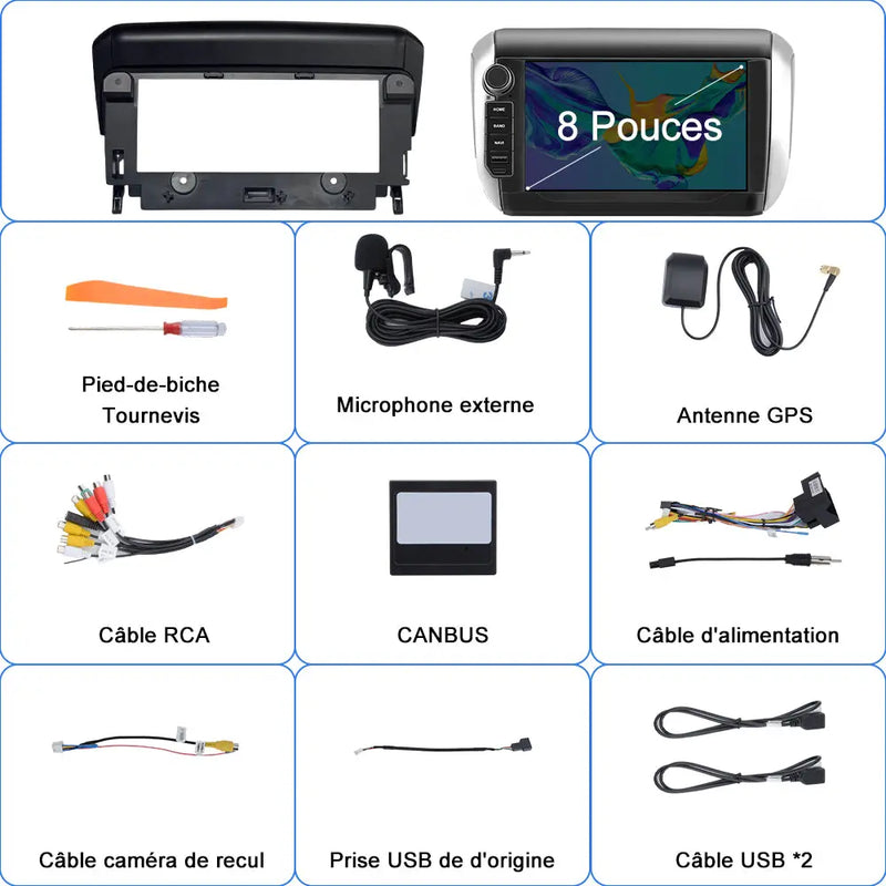 AWESAFE Autoradio pour Peugeot 208/2008 2012-2018 8 Pouces Écran Tactile Construit en Carplay intégré/Android Auto SWC GPS Bluetooth WiFi RDS FM Radio AWESAFE