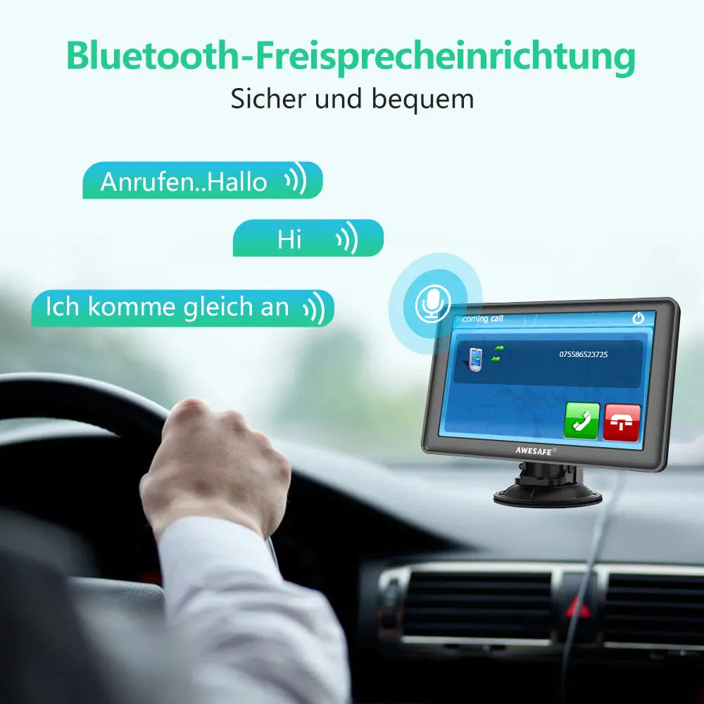 AWESAFE Bluetooth Navigation mit Rückfahrkamera für Auto LKW 7 Zoll Navigationsgeräte, 2023 Europa Karten Lebenslang Kostenloses Kartenupdate AWESAFE