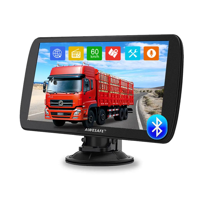 AWESAFE Bluetooth Navigatore Camion Camper 9 Pollici 2023 GPS Navigatore Satellitare Auto Autobus Taxi, Avviso Traffico Vocale, Limite di Velocità, Aggiornamenti gratuiti delle mappe a vita AWESAFE