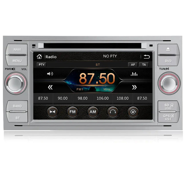 AWESAFE Car Radio 7 Inch for Ford with 2 DIN Touch Screen, Ford Autoradio with Bluetooth/GPS/FM/RDS/CD DVD/USB/SD, Support Steering Wheel Controls, Mirrorlink and Parking (silver) AWESAFE