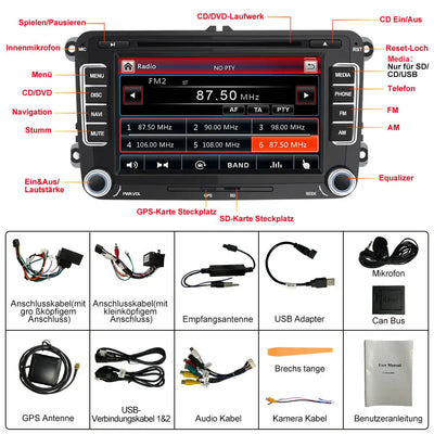 AWESAFE Car Radio 7 Inch with Touch Screen 2 DIN for Volkswagen, Autoradio for VW Passat Transporter Polo Seat Altea Skoda Jetta Touran Caddy Sharan and Many VW Models AWESAFE