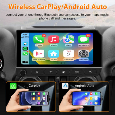 AWESAFE Car Radio Stereo Qualcomm 8 Core for Jeep Wrangler JK 2007-2018,8Core 64GB Stereo Touch Screen Android Stereo, CarPlay Android Auto, AM FM DSP, Camera AWESAFE