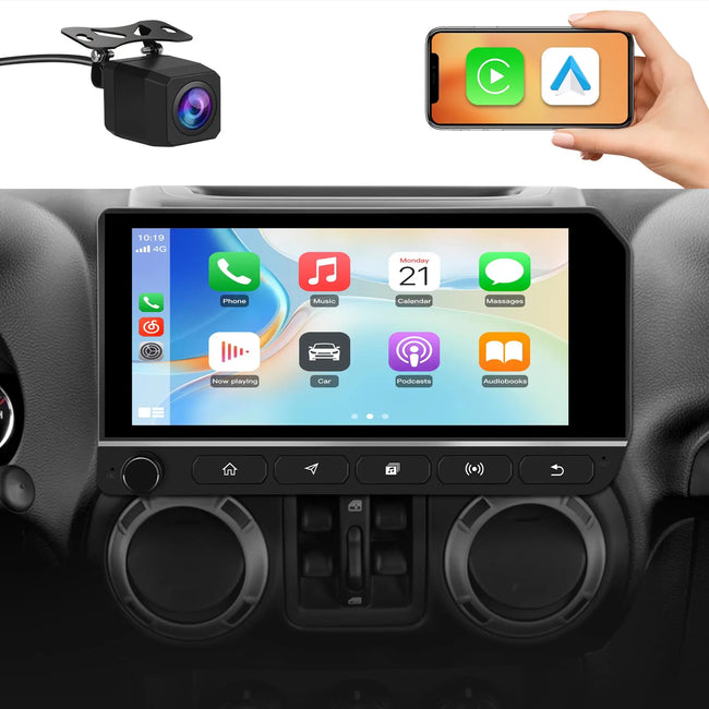 AWESAFE Car Radio Stereo Qualcomm 8 Core for Jeep Wrangler JK 2007-2018,8Core 64GB Stereo Touch Screen Android Stereo, CarPlay Android Auto, AM FM DSP, Camera AWESAFE