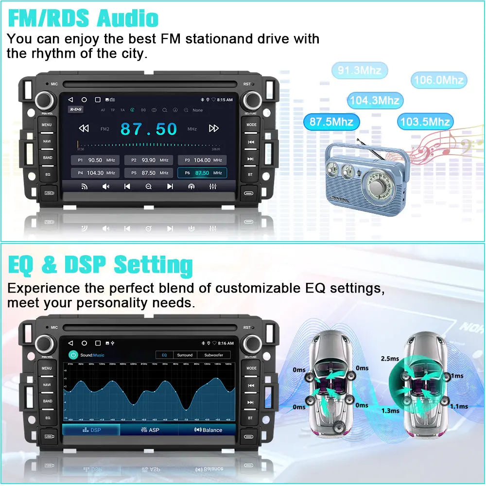 AWESAFE Car Radio Stereo for Chevrolet Silverado GMC Sierra Yukon 2007-2013 Android 13 CarPlay Android Auto GPS Navigation Bluetooth Touch Screen Head Unit with Backup Camera 2G+64G AWESAFE