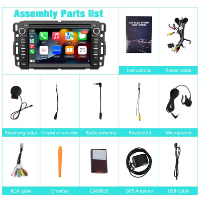 AWESAFE Car Radio Stereo for Chevrolet Silverado GMC Sierra Yukon 2007-2013 Android 13 CarPlay Android Auto GPS Navigation Bluetooth Touch Screen Head Unit with Backup Camera 2G+64G AWESAFE