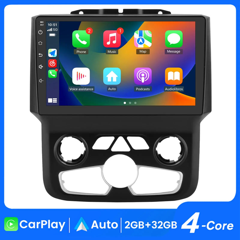 AWESAFE Car Radio Stereo for Dodge Ram 2013-2019 1500 2500 3500 Built in Carplay/Android Auto 9 inch with DSP BT GPS FM WiFi Automatic AC AWESAFE