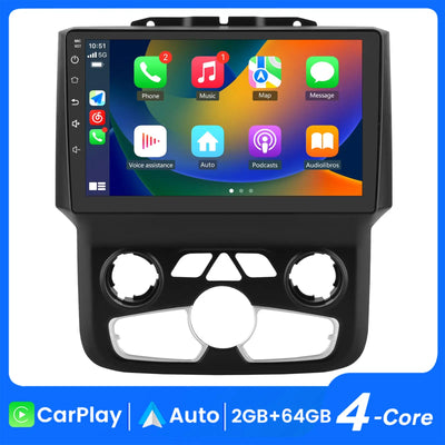 AWESAFE Car Radio Stereo for Dodge Ram 2013-2019 1500 2500 3500 Built in Carplay/Android Auto 9 inch with DSP BT GPS FM WiFi Automatic AC AWESAFE