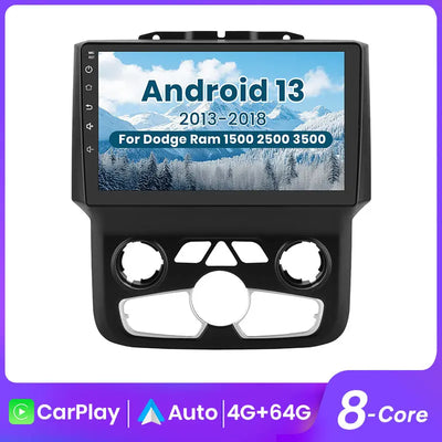 AWESAFE Car Radio Stereo for Dodge Ram 2013-2019 1500 2500 3500 Built in Carplay/Android Auto 9 inch with DSP BT GPS FM WiFi Automatic AC AWESAFE