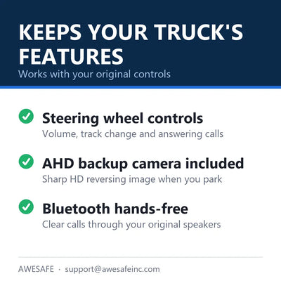Steering wheel control support and AHD backup camera for AWESAFE Silverado GMC car radio