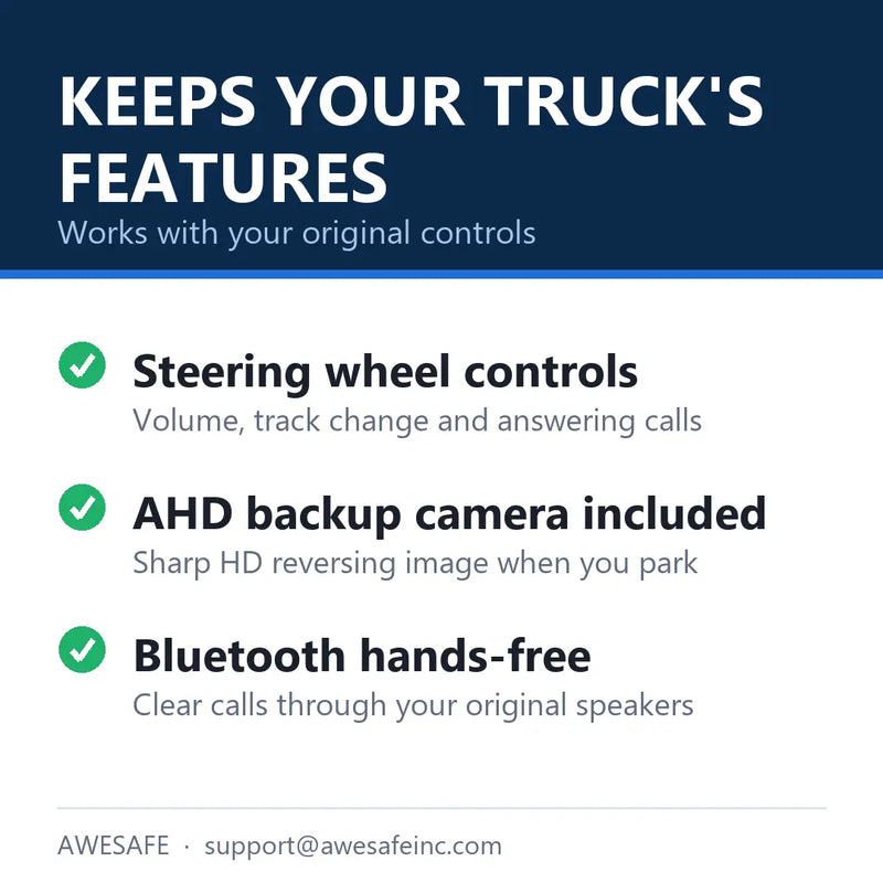 Steering wheel control support and AHD backup camera for AWESAFE Silverado GMC car radio