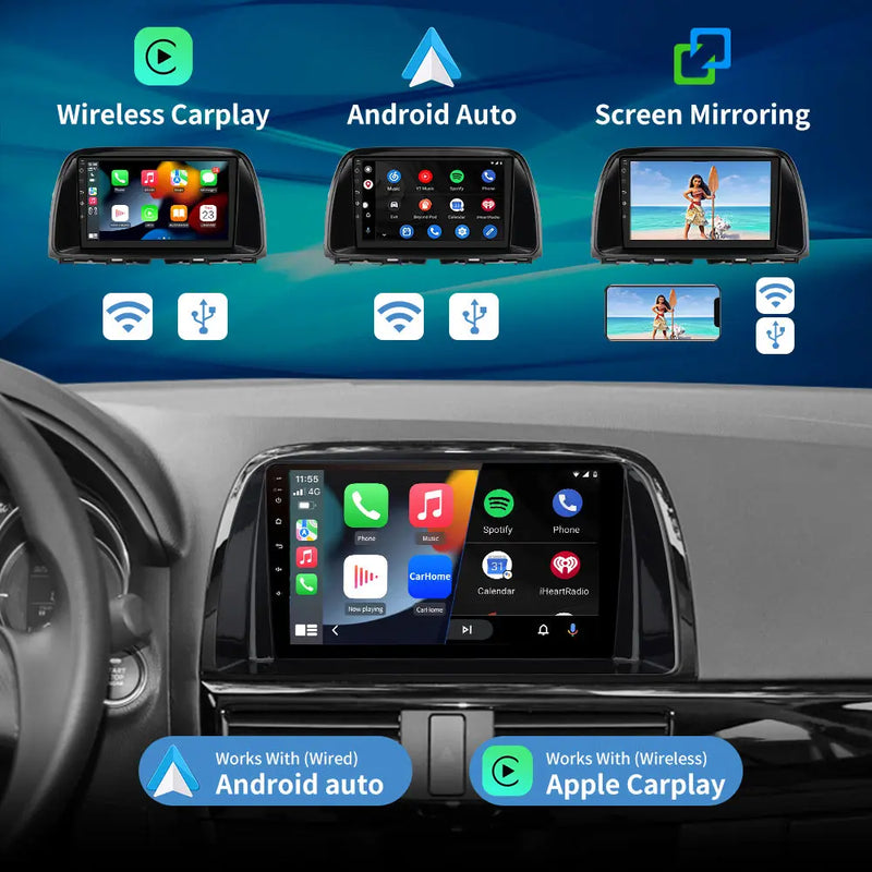 AWESAFE Car Radio Stereo for Mazda CX5 2013 2014 2015 2016 with Bluetooth GPS Apple CarPlay Andriod Auto AWESAFE
