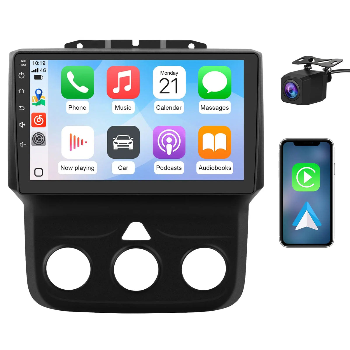 AWESAFE Car Radio Stereo with Wireless CarPlay & Android Auto GPS Bluetooth SWC for Dodge Ram 1500 2013-2018 AWESAFE