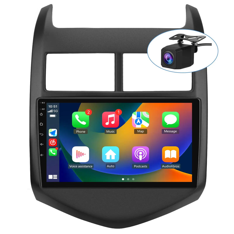 AWESAFE Car Radio Stereo with Wireless CarPlay & Android Auto GPS Bluetooth WiFi for Chevy Aveo 2011-2015 AWESAFE