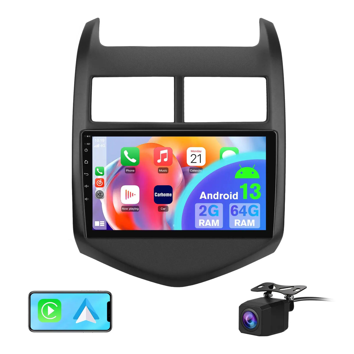 AWESAFE Car Radio Stereo with Wireless CarPlay & Android Auto GPS Bluetooth WiFi for Chevy Aveo So 2011-2015 AWESAFE