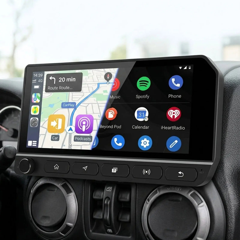 AWESAFE Car Radio with Wireless CarPlay & Android Auto SWC for Jeep Wrangler JK - Commander G 2007-2018 AWESAFE