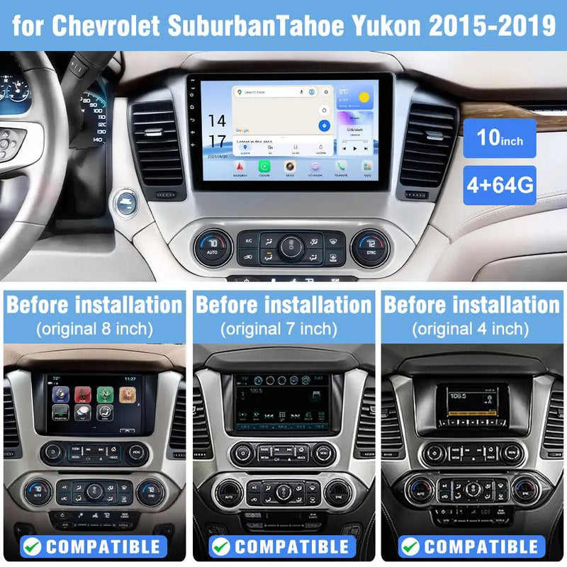 AWESAFE Car Stereo 10.1 Inch Android 13 for Chevrolet Tahoe 2015-2019-Snapdragon 6125, 4G+64G, CarPlay & Android Auto, GPS, Dual Bluetooth 5.0 AWESAFE