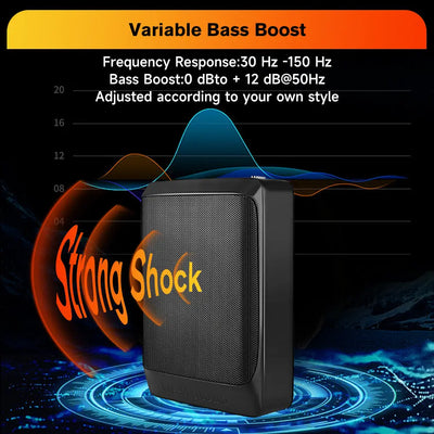 AWESAFE Car Subwoofer 100W RMS 200 Watts Max Power Compact Powered Subwoofer for Cars,Loaded 8" Ported Under Seat Quick Bass Universal Subwoofer System with Remote Bass Knob AWESAFE