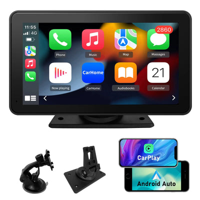 AWESAFE CarPlay Voiture 7 Pouces Touchscreen,Compatible Avec Ios Carplay et Android Auto sans Fil/Android Lien Miroir/Bluetooth/FM Sender AWESAFE