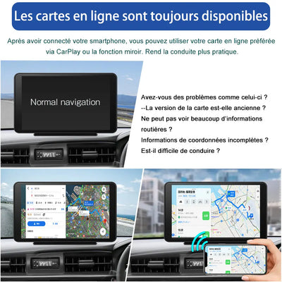 AWESAFE CarPlay Voiture 7 Pouces Touchscreen,Compatible Avec Ios Carplay et Android Auto sans Fil/Android Lien Miroir/Bluetooth/FM Sender AWESAFE