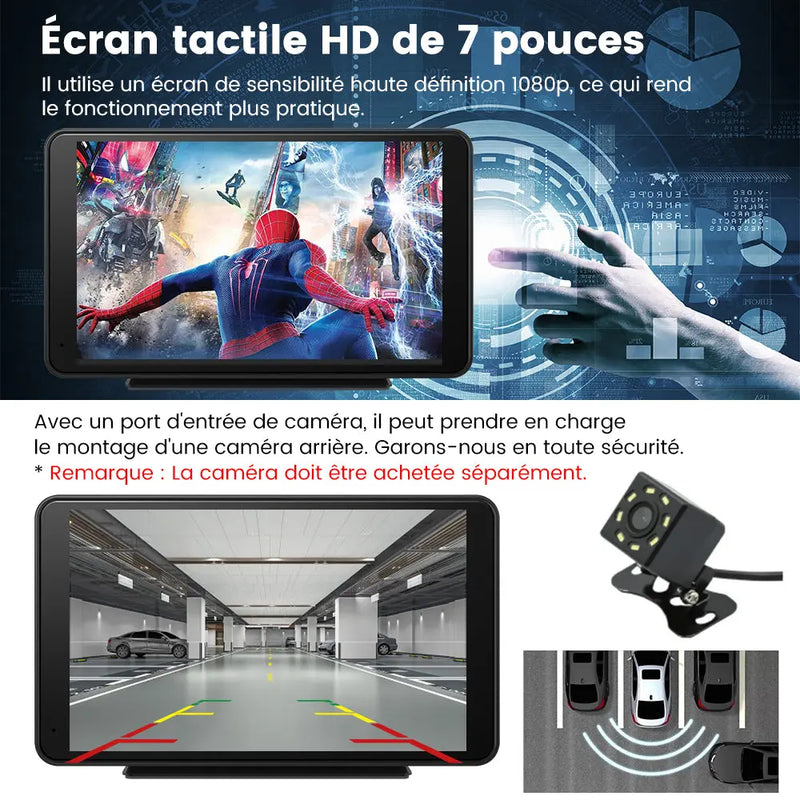 AWESAFE CarPlay Voiture 7 Pouces Touchscreen,Compatible Avec Ios Carplay et Android Auto sans Fil/Android Lien Miroir/Bluetooth/FM Sender AWESAFE