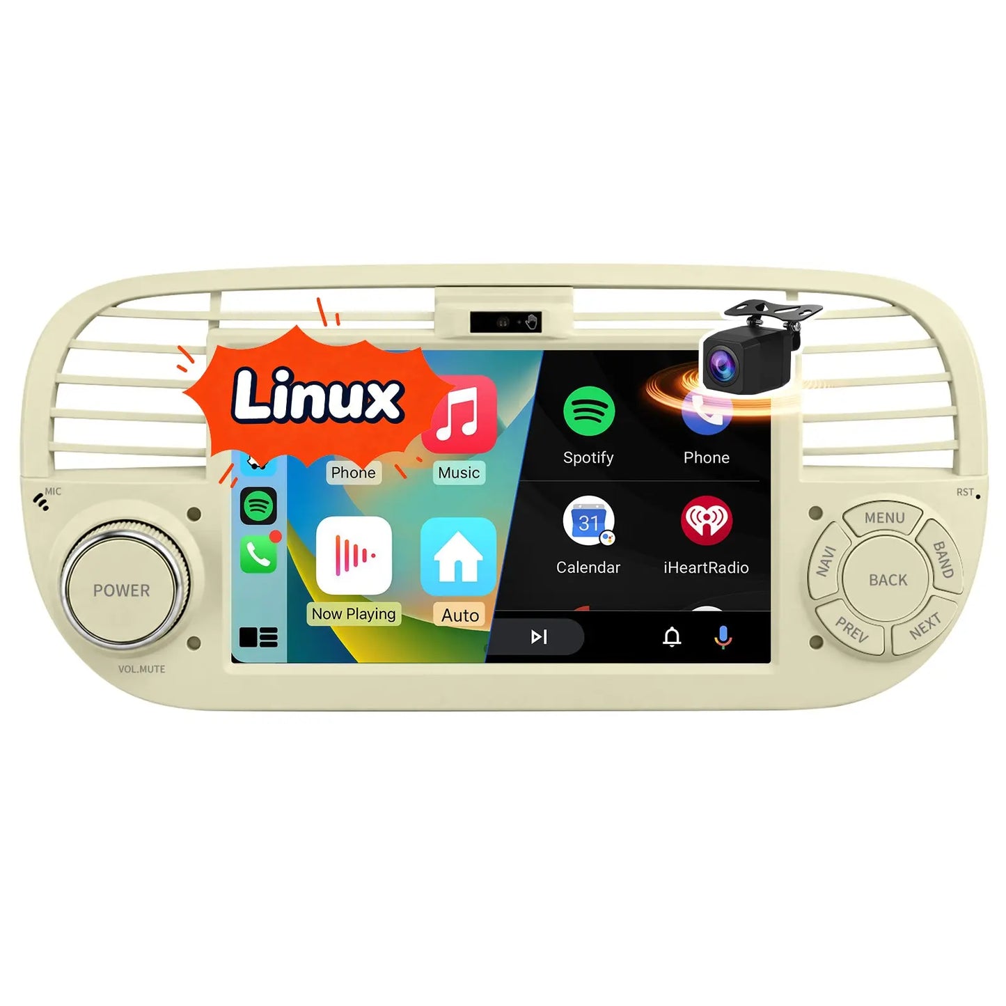 AWESAFE Carpaly Android Auto Radio für FIAT 500 2007-2015 mit Linux System AWESAFE